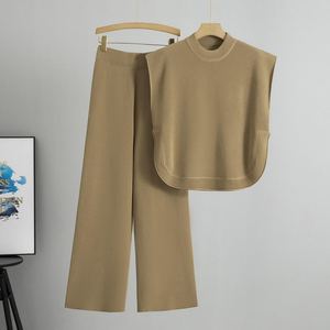 Conjunto de Suéter Personalizable para Mujer, Tejido Informal de Verano, Suave y Cómodo, Tejido de Spandex/Poliéster Transpirable, Cuello Redondo - Product Image 3