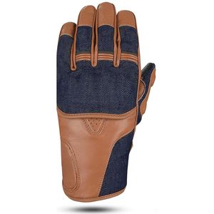 ถุงมือมอเตอร์ไซค์หนังสีน้ำตาลทันสมัย แต่งด้วยผ้าเดนิม รองรับหน้าจอสัมผัส ปลายนิ้วระบายอากาศได้ดี จับกระชับมือ เหมาะสำหรับกีฬาฤดูใบไม้ผลิ - Product Image 2