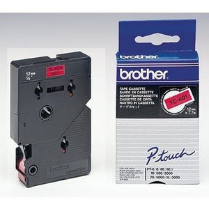 Cinta Adhesiva para Oficina Brother P-touch TC-401 de 12 mm x 7.7 m (Ancho x Largo) en Rojo y Negro - Product Image 1