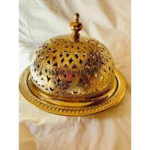 Haute Qualité Plaqué Or Vintage Designer Gravé Qualité Supérieure En Métal Fait Attrayant En Métal Alimentaire Dôme Hotelware Fournitures - Product Image 6