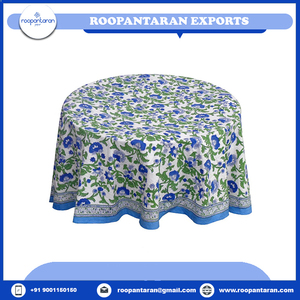 Newest Trending 100% Cotton <b>Tablecloth</b> 180 Cms Hand Block Printed Embroidered Woven Cover Well Absorbing 20 Sheeting - Product Image 4