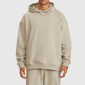 Sudadera con capucha de algodón 300 gsm 100% para hombre, Sudadera con capucha personalizada de talla grande para hombre, jersey de lana con hombros caídos y logotipo - Product Image 2