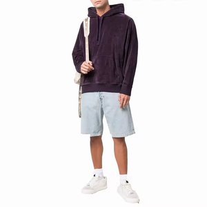 Nuevo elegante barato personalizado completo térmico al por mayor liso terciopelo Sudadera con capucha hombre personalizado de alta calidad terciopelo sudaderas con capucha - Product Image 4