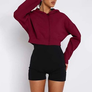 Wholesale Ladies <b>Crop</b> <b>Top</b> Hoodie with Custom Printing & 3D Embroidery Eco-Friendly Breathable Fabric for Daily Casual Wear - Product Image 3