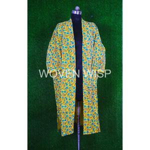 เสื้อแจ็กเก็ตคอวีสำหรับผู้หญิงผ้าคอตตอนถักโครเชต์ยาวระบายอากาศได้ดีพิมพ์ลายย้อมสีสำหรับฤดูหนาว - Product Image 3