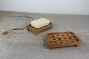 Jabonera cuadrada de madera al por mayor, bandeja protectora, barra autodrenante, jabonera para Baño - Product Image 2