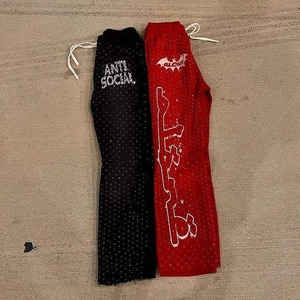 Pantalones de chándal de cintura con cordón de diamantes de imitación de peso pesado French Terry 100% algodón con estampado DTG personalizado - Product Image 2