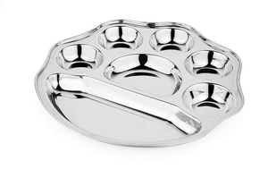 Plateau de table KING en acier inoxydable écologique à 6 compartiments avec assiettes à collation et à dîner - Product Image 4