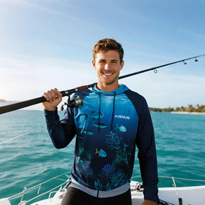 Hoodie de pêche personnalisé de haute qualité, sublimé, en spandex/polyester, unisexe, léger, UPF 50, protection UV, respirant, séchage rapide - Product Image 6