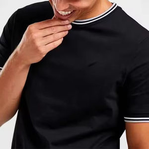 T-shirt de sport personnalisé pour homme avec logo, 180 g/m², 95 % coton, 5 % élasthanne, t-shirt à col contrastant, hauts et t-shirts d'entraînement pour la gym - Product Image 4