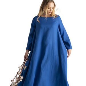 Vestido de caftán largo hasta el suelo, manga larga, cuello redondo, bohemio, festivo, a la moda, novedad - Product Image 1