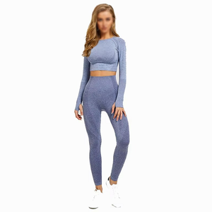 Conjunto de Fitness de gimnasio de telas suaves, conjuntos de mallas cómodas de alta elasticidad para mujer, conjunto de Yoga de secado rápido para mujer, 2 uds. - Product Image 2