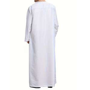 Vestido islámico de algodón blanco Djellaba Kaftan Abaya Jalabya Túnica árabe étnica Jalaba Maxi Qamis ropa musulmana de alta calidad - Product Image 6
