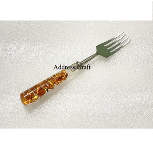 Luxury 18/8 Stainless Steel Salad <b>Fork</b> Spoon with Resin Handle Newly Designed Personalised Dessert Fruit Tableware Cutlery <b>Forks</b> - Product Image 5