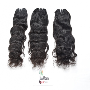 Extensions de cheveux humains vierges indiens Remy à double trame de couleur naturelle, ondulés, cuticules alignées, style super ondulé, non traités - Product Image 1