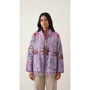 เสื้อแจ็คเก็ตหนังเย็บลาย Bagh สีลาเวนเดอร์ ปักโลโก้แบบวินเทจ สไตล์คลาสสิก ไซส์ XXL บุด้วยใยฝ้าย เหมาะสำหรับฤดูใบไม้ผลิ ฤดูใบไม้ร่วง และฤดูหนาว - Product Image 2