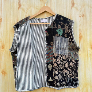 Chaleco Acolchado de Algodón, Estilo Vintage, Chaquetas Acolchadas, Cuello en V, Estampado Floral, Regalos para las Fiestas, Chaqueta sin Mangas para Mujer - Product Image 1