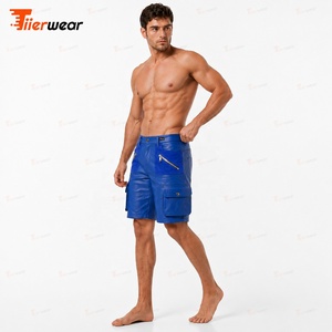 Pantalones Cortos Cargo Azules para Hombre, Cintura Media, Secado Rápido, Poliéster, Bermuda Casual con Bolsillos, Cierre de Botón, Color Sólido, Tejido de Tela - Product Image 3