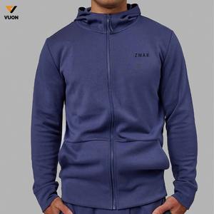 100% coton sweat à capuche zippé personnalisé couture inversée conception impression numérique complète sweat à capuche court zippé pour hommes - Product Image 3