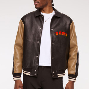 Varsity personnalisé hommes vestes Faux cuir manches deux tons Bomber Style matelassé doublure homme vestes fermeture à pression veste pour homme - Product Image 6