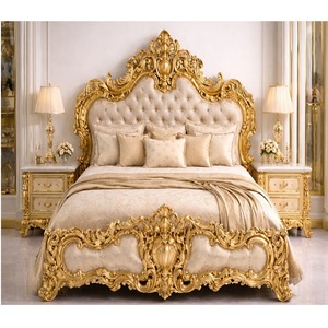 Juego de Muebles de Dormitorio de Madera de Teca Tallada a Mano, Acabado Dorado Moderno, Tamaño Completo, Color Personalizado, Duradero, Hecho en EE. UU. - Product Image 1