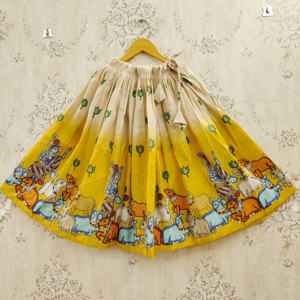Shoryam - Lehenga Choli Largo hasta el Suelo de Poliéster Estampado Kamdhenu en Tonos Amarillos para Niñas, Ropa de Fiesta Infantil, Diwali, Bodas - Product Image 5