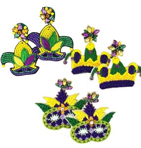 Vibrante hecho a mano con cuentas Mardi Gras pendientes coloridos Festival joyería colección borla otros boda Festival desgaste pendientes - Product Image 1