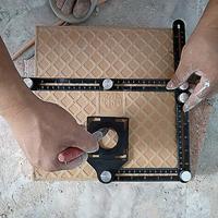 Règle multifonction à six volets en alliage d'aluminium règle universelle de pêcheur à angle Guide de perçage en métal localisateur ouverture de carrelage