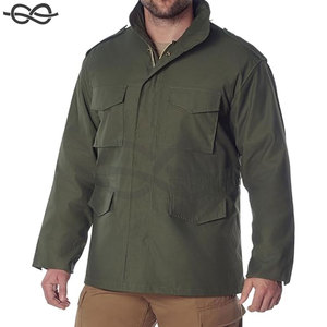 Ultra Force Olive Drab Field Jacket Abrigo de algodón pesado grande Botón Cierre frontal Puños ajustables Capucha oculta - Product Image 5