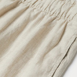 Pantalon décontracté personnalisé à taille haute et jambe droite Logo tissé Logo ample à jambe large en coton et lin imprimé Taille XL pour une utilisation au bureau - Product Image 2