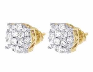 Cluster Hip Hop Bijoux glacés Boucles d'oreilles en diamant rond Moissanite en argent sterling S925 - Product Image 2