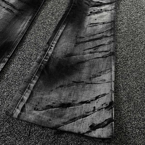 Customized Mid-Waisted Breathable Solid Stonewashed Woven 100% Cotton <b>Flared</b> Denim <b>Jeans</b> Pant - Product Image 5