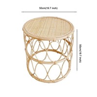 Table basse en rotin/bois tressé artisanale de luxe moderne avec un design circulaire long pour le salon et la décoration d'hôtel