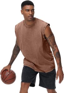 Débardeurs d'entraînement sans manches en coton tricoté sur mesure pour hommes coupe ample respirant séchage rapide lavage à l'acide t-shirts musculaires Gym course à pied plage - Product Image 6