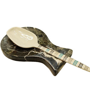 ที่พักช้อนหินอ่อนม้าลายสีดำที่พักช้อนแฮนด์เมดหินอ่อนสีดำ - Product Image 3