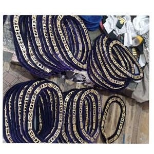 สร้อยคอโลหะทองคำประดับเพชรสำหรับมาสเตอร์เมสัน พร้อมเครื่องประดับเมสัน สร้อยคอปักลายด้วยมือ โซ่เงิน - Product Image 2