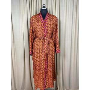 Recycled Silk Sari Women's Boho Chic Vintage <b>Beach</b> Cover Dress Robe for Resort Wear Gypsy House <b>Kimono</b> for Lounge Swimsuit Up's - Product Image 1