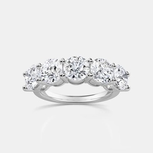 Hermoso anillo de compromiso de diamante cultivado en laboratorio CVD HPHT de corte redondo de cinco piedras con banda de eternidad excelente corte increíble regalo para ella - Product Image 6