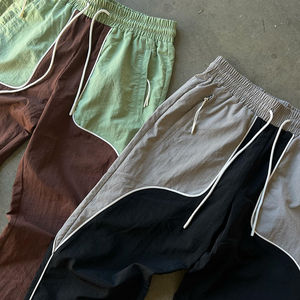 2025 personnalisé en plein air Streetwear décontracté hommes pantalons lavé taille élastique couleur bloc large jambe pantalon en Nylon pantalon hommes - Product Image 5