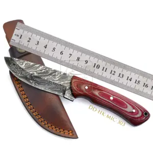 Damascus Steel Knife DD-HK-MIC-303 Micarta Handle Hunting Knife Outdoor Hot Selling Bushcraft Camping Survival Knife 192 Layer2