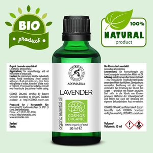 Aceite Esencial de Lavanda Orgánico Aromatika 50ml, Certificado ECOCERT COSMOS, Lavandula Angustifolia, Aceite Bio para el Cuidado de la Piel - Product Image 4