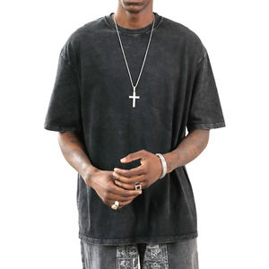 T-shirt surdimensionné personnalisé Fabricant pas cher prix à manches courtes noir gris hommes vierge délavé à l'acide t-shirt vente chaude hommes - Product Image 1