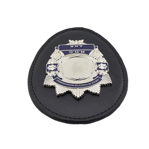 Factory Custom Engraved Logo Classic Genuine Leather Security Guard <b>Badge</b> Handmade Durable Crafts Belt Clip - Product Image 2