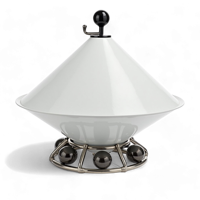 Tajine moderne écologique en acier inoxydable avec support de 24 cm de diamètre, plat de cuisson et de service rond élégant pour la maison et la restauration