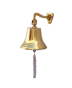 Campana de latón macizo para barcos, montaje en pared, anillo transparente para uso en interiores y exteriores, soporte pesado de latón macizo, tamaño de campana de barco, 5 pulgadas - Product Image 1