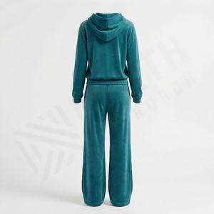 Conjunto Deportivo de 2 Piezas para Mujer, Sudadera con Capucha y Cremallera, Pantalones Deportivos, Diseño Casual, Ecológico, con Logotipo de Pedrería, Estilo Urbano, Algodón - Product Image 2