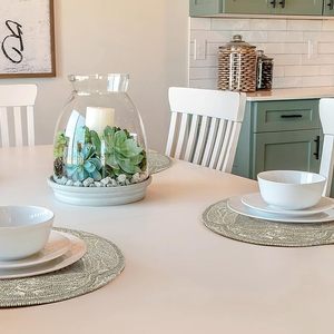 Handcrafted Classic round <b>Beaded</b> <b>Placemats</b> for Dining Table for Wedding Christmas & Family Gatherings Parties - Product Image 3