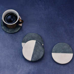 Sous-verres ronds en marbre naturel en vrac OEM pour café et thé | Protection de table résistante à la chaleur en gros, surface antidérapante - Product Image 1