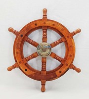 Volant de bateau en bois avec moyeu en laiton, décoration nautique et design Art Déco, fait main, durable, à fixer au mur, 18 pouces, cadeau Diwali