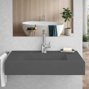 Lavabo Koricini Manchester 80 cm in resina grigio opaco con staffe di supporto - Product Image 1